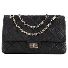 CHANEL - Borsa a tracolla 2.55 Jumbo Chanel in pelle stropicciata nera