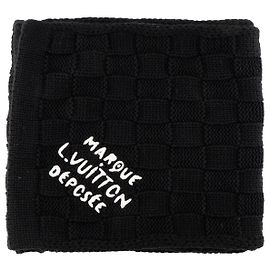 LOUIS VUITTON - Louis Vuitton Damier Snug Schal aus schwarzer Wolle