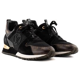 LOUIS VUITTON - Sneakers Run Away Louis Vuitton en toile enduite et cuir noir (T38,5)