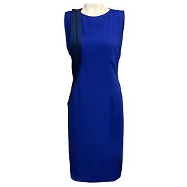 Stella Mc Cartney Vestido midi sem mangas azul cobalto Stella McCartney com detalhe de folhos