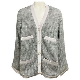 Autre Marque forte_forte Cardigan en maille gaufrée avec poche Grey Grigio Melange