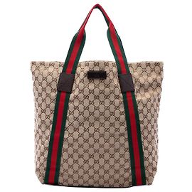 Gucci GG Canvas Web Tote Beige