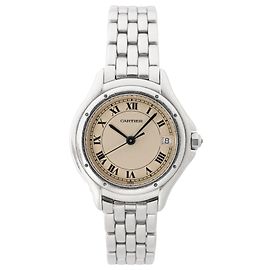 Cartier Panthère Cougar W35001F5 121000R000597 SS QZ Uhr mit elfenbeinfarbenem Zifferblatt