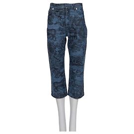 NWOT Christian Dior Blue Toile Print Denim Capri Pants 36/S Pre-owned