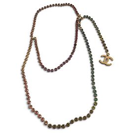 Chanel Rainbow Crystal CC Logo Chain Belt Necklace
