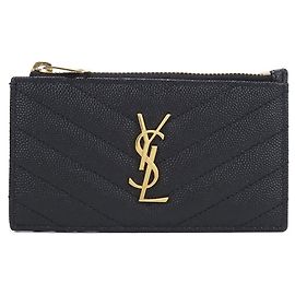 Autre Marque Monedero de piel negra Saint Laurent