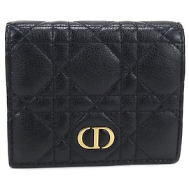 Portafoglio bi-fold Christian Dior Caro in pelle nera