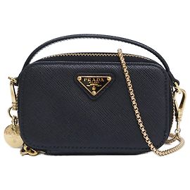 Prada Mini Bolsa Pouch Saffiano com Corrente