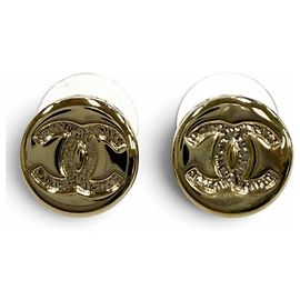 Pendientes de botón Chanel B25C Coco Mark Logo Gold