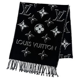Louis Vuitton Black Wool Silk Blend Stole