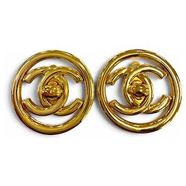 Chanel Vintage 97P Metal Coco Mark Runde Clip-Ohrringe