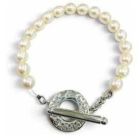 Autre Marque Tiffany Toggle-Armband aus Süßwasserperlen 925