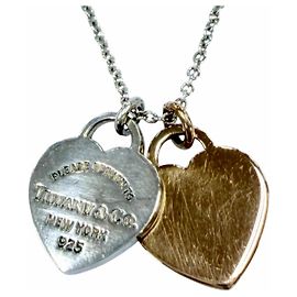 Autre Marque Tiffany & Co. Double Heart Tag Anhänger Halskette