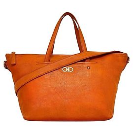 Salvatore Ferragamo Schulter- und Tote-Bag aus orangefarbenem Leder