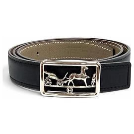Hermès Cintura reversibile Hermes Black Etoupe