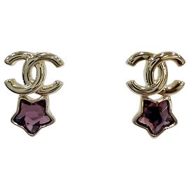 Pendientes Bijou Chanel Coco Mark Star Crystal Oro y Rosa