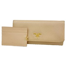 Portafoglio lungo Prada in pelle beige