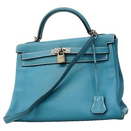 Hermès Hermes Kelly 32 Handtasche in Blue Jean