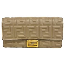Fendi Grayish Leather Long Wallet