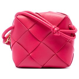 Bottega Veneta Mini Borsa a Tracolla Cassette in Pelle di Agnello Intrecciato Rosa