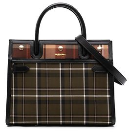 Borsa Satchel Burberry Green Small Wool Tartan