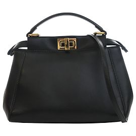 Borsa Satchel Fendi Peekaboo Iconic Mini in pelle nera