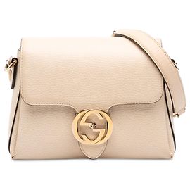 Gucci Borsa a tracolla Interlocking G in pelle di vitello Dollar Small bianca