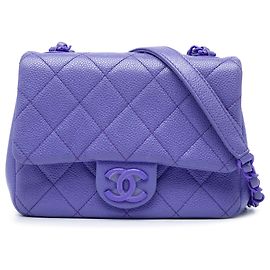 Chanel Purple Mini Square Quilted Caviar CC Incognito Single Flap