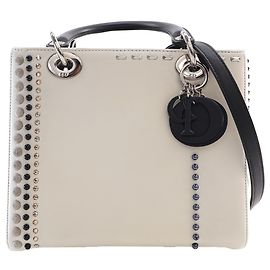 Autre Marque Dior White Medium Studded Calfskin Lady Dior