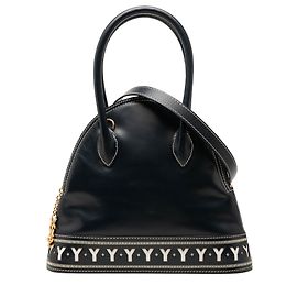 Autre Marque Bolso Satchel Saint Laurent de piel negra con recortes en Y