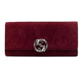 Clutch Broadway Gucci de gamuza roja con cristales