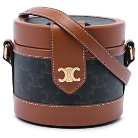 Céline Celine Brown Small Triomphe Coated Canvas Tambour Crossbody
