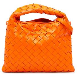 Borsa Hop Mini Intrecciato in pelle di vitello arancione Bottega Veneta