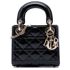 Autre Marque Dior Black Mini Patent Cannage Lady Dior