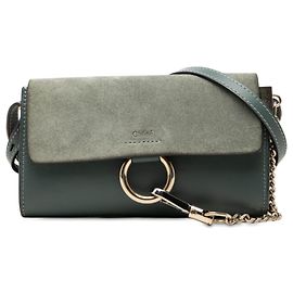 Chloé Mini Borsa a Tracolla Faye in Camoscio e Vitello Blu con Catena
