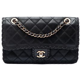 Chanel Black Medium Classic Calfskin Happy Stitch Flap