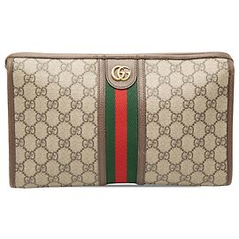 Clutch Gucci Beige GG Supreme Web Ophidia