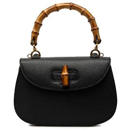 Gucci Black Small Grained Calfskin Bamboo Night