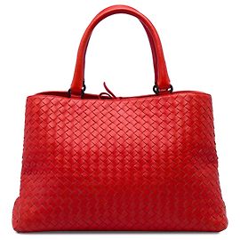 Borsa Tote Bottega Veneta Milano in Nappa Intrecciato Rossa
