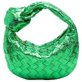 Bottega Veneta Mini Jodie en cuir nappa métallisé Intrecciato vert