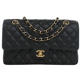 Chanel Black Medium Classic Caviar Double Flap