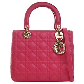 Autre Marque Dior Pink Medium Lambskin Cannage Lady Dior
