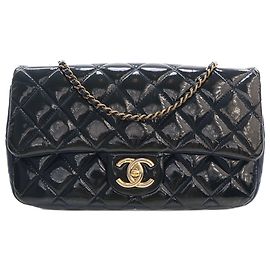 Chanel Blue Paris Salzburg Medium Patent and Goatskin CC Eyelet Flap