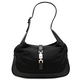 Borsa a tracolla Jackie Gucci in nylon nero
