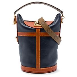 Louis Vuitton Duffle Bag aus blauem Kalbsleder und Monogram Reverse
