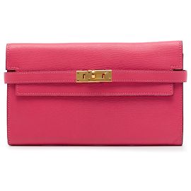 Hermès Kelly Longue Geldbörse aus Chevre Mysore in Rosa