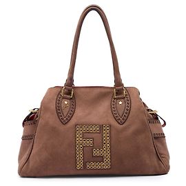 Fendi Brown Medium Zucca Nubuck Etniko Du Jour Handtasche