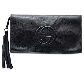 Gucci Soho Disco Clutch aus schwarzem Kalbsleder
