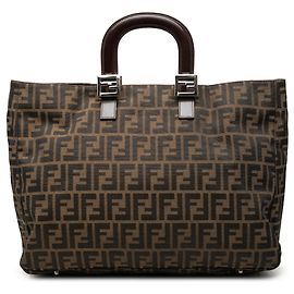 Fendi Twins Large Tote aus Zucca Canvas in Braun