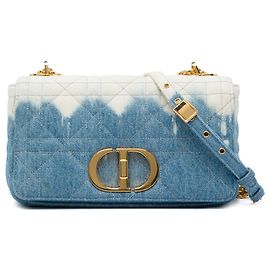 Autre Marque Bolsa Dior Caro Macrocannage em denim blue tie-dye tamanho Medium